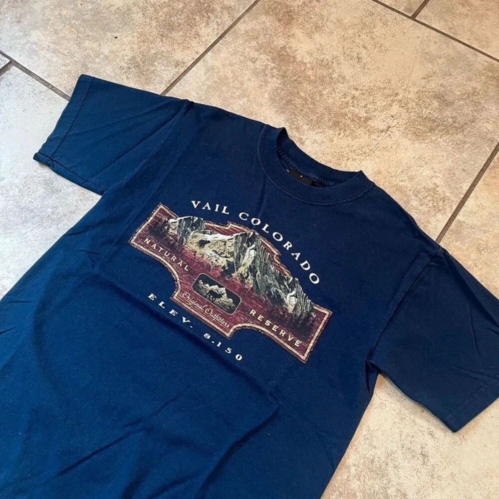 Prairie Mountain Vail Colorado Graphic T Shirt Navy Blue Size Small